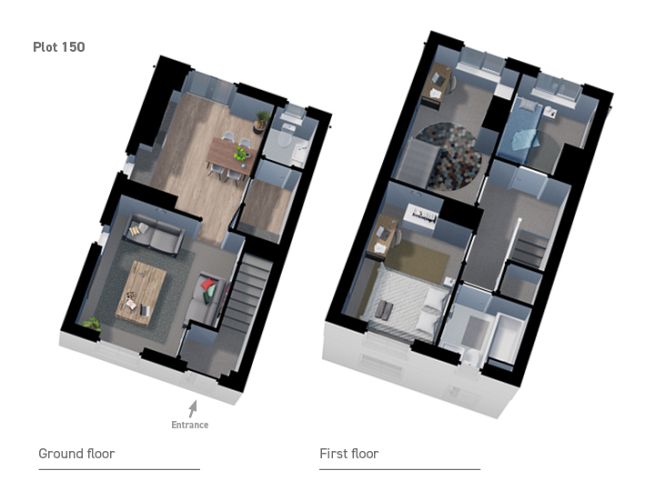 Floor plan, 3 bedroom house  - artist's impression subject to change